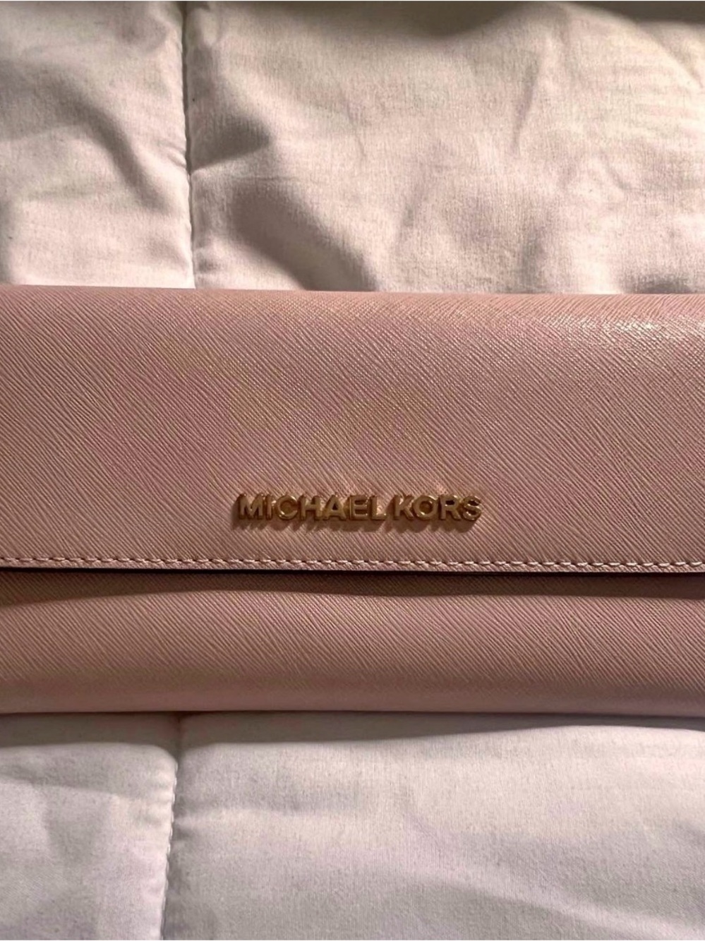 Michael Kors Blush Saffiano Leather Wallet with Gold Logo